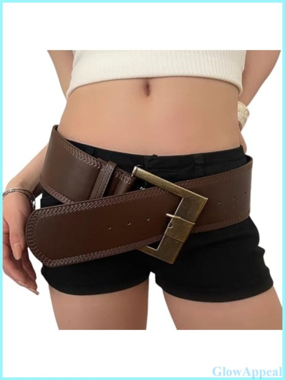 Women's Chunky Wide Waist Belt Big Square Buckle Faux Leather Dress Cinch Belt